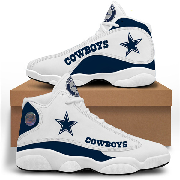 Women's Dallas Cowboys AJ13 Series High Top Leather Sneakers 004